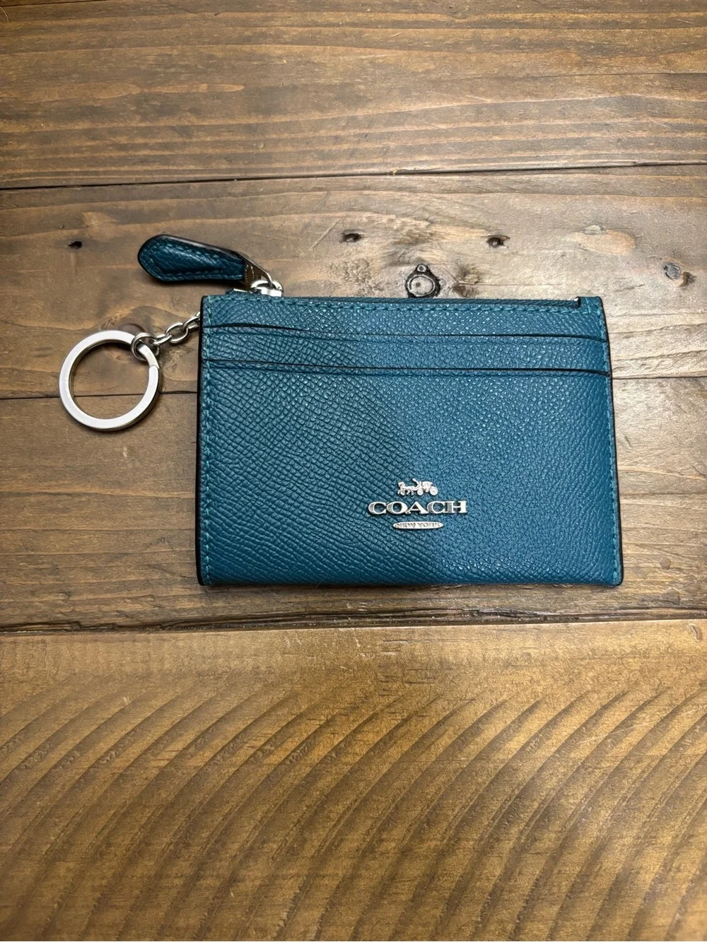 Coach Teal Mini Skinny ID Case Card Holder